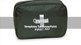  Presentation with safety first - Amazing presentation design having first aid kit isolated backdrop and a dark gray colored foreground