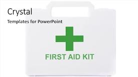  Presentation with first aid kit - Presentation theme with medical symbol - first aid kit isolated background and a white colored foreground