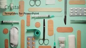  Presentation with first aid kit - Amazing PPT layouts having first-aid-kit backdrop and a mint green colored foreground