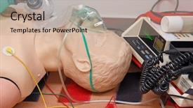  Presentation with medical training - PPT theme enhanced with first-aid training dummy background and a mint green colored foreground