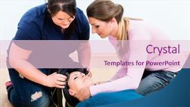  Presentation with first - Presentation theme with first aiders practicing to remove background and a lemonade colored foreground