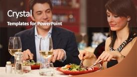 Presentation with dinner - Presentation having first anniversary - couple having dinner background and a tawny brown colored foreground