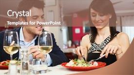  Presentation with dinner - Presentation theme consisting of first anniversary - couple having dinner background and a  colored foreground