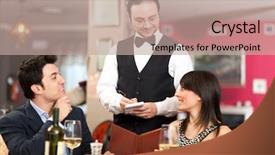  Presentation with black couple having fun - Audience pleasing theme consisting of first anniversary - couple having dinner backdrop and a coral colored foreground