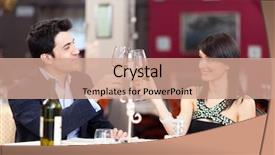  Presentation with dinner - Presentation design featuring first anniversary - couple having dinner background and a  colored foreground