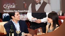  Presentation with dinner - Theme enhanced with first anniversary - couple ordering dinner background and a tawny brown colored foreground