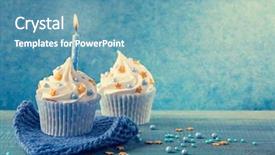  Presentation with blue and silver birthday - Amazing slides having first anniversary - cupcake with a blue candle backdrop and a  colored foreground