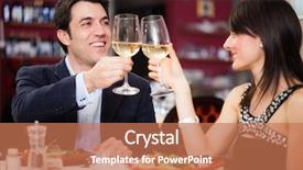  Presentation with toasting - Amazing slide deck having first anniversary - happy couple toasting glasses backdrop and a  colored foreground