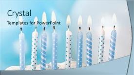  Presentation with anniversary blue - PPT theme enhanced with first anniversary - pastel blue candles background and a sky blue colored foreground