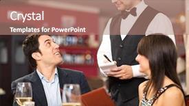  Presentation with restaurant waiter - Beautiful presentation theme featuring first anniversary - waiter taking orders backdrop and a coral colored foreground