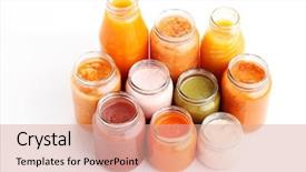  Presentation with baby food jar - Amazing slide deck having first baby food in jar backdrop and a coral colored foreground