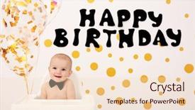  Presentation with first birthday - PPT layouts consisting of first birthday - cute baby boy in high background and a lemonade colored foreground