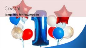  Presentation with birthday balloon - Audience pleasing PPT layouts consisting of first-birthday-balloons-bundle-number backdrop and a lemonade colored foreground