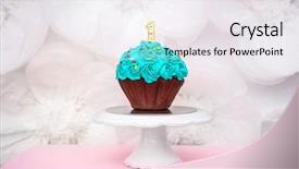  Presentation with first birthday - Audience pleasing presentation design consisting of first birthday cake with candle backdrop and a white colored foreground