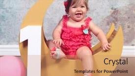  Presentation with first birthday - Cool new presentation design with first birthday number one moon backdrop and a coral colored foreground