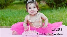  Presentation with happy birthday baby - Presentation enhanced with first birthday party with pink background and a coral colored foreground