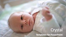  Presentation with cute baby - Slide set featuring first born - cute baby boy lying down background and a coral colored foreground