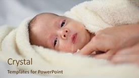  Presentation with newborn baby - Slide set featuring first born - newborn baby boy portrait background and a soft green colored foreground