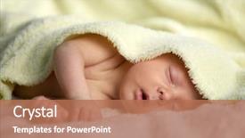  Presentation with new baby - Presentation theme featuring first born - newborn baby boy portrait background and a coral colored foreground