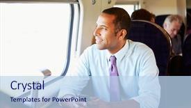  Presentation with train - Presentation with work on train using mobile background and a sky blue colored foreground