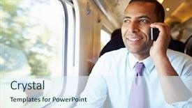  Presentation with mobile first - Cool new presentation with first class - businessman commuting to work backdrop and a sky blue colored foreground