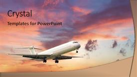  Presentation with jet airplane - PPT theme having first class - commercial jet airplane in flight background and a coral colored foreground