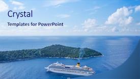  Presentation with dubrovnik - Colorful PPT theme enhanced with cruise ship in dubrovnik croatia backdrop and a light blue colored foreground