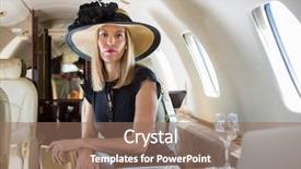  Presentation with private jet - Cool new slide set with affluent - portrait of confident rich woman backdrop and a coral colored foreground