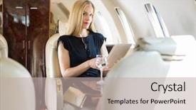  Presentation with private jet - Theme featuring first class - portrait of rich mid adult background and a light gray colored foreground