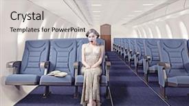  Presentation with creative - Amazing presentation theme having first class - surprised girl in an airplane backdrop and a light gray colored foreground