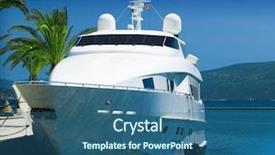  Presentation with yacht - Amazing PPT theme having archipelago indonesia - yacht and and palm backdrop and a ocean colored foreground