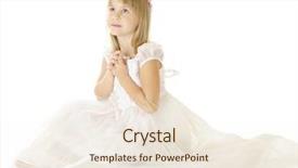  Presentation with pink pearls - Colorful PPT layouts enhanced with first communion - beautiful elementary girl sitting backdrop and a sky blue colored foreground