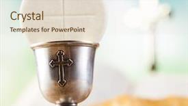  Presentation with first communion - Colorful theme enhanced with first communion - symbol christianity religion backdrop and a lemonade colored foreground