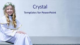  Presentation with first communion - Slide set with first communion beautiful young girl background and a sky blue colored foreground