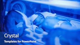  Presentation with incubator baby - Colorful PPT layouts enhanced with first days of newborn baby backdrop and a cobalt blue colored foreground