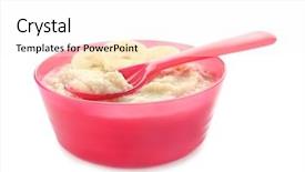  Presentation with spoon - Beautiful PPT layouts featuring first fruits - bowl and spoon with porridge backdrop and a pink colored foreground