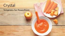  Presentation with baby food lebanese plaqts - Colorful theme enhanced with first fruits - composition with baby food backdrop and a lemonade colored foreground