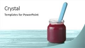  Presentation with baby food jar - Audience pleasing slide set consisting of first fruits - jar with yummy baby food backdrop and a  colored foreground