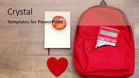  Presentation with school apple - Presentation theme consisting of first fruits - school set with backpack heart background and a coral colored foreground