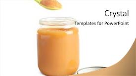  Presentation with baby food jar - Amazing slides having first fruits - spoon and jar with healthy backdrop and a white colored foreground