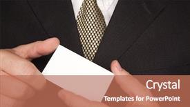  Presentation with first impression - Theme having first impression - businessman with coat and tie background and a coral colored foreground