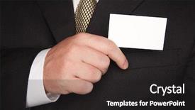  Presentation with business card - PPT layouts enhanced with first impression - businessman with coat and tie background and a dark gray colored foreground