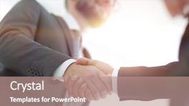  Presentation with good - Theme featuring first impression - successful business people handshaking background and a coral colored foreground