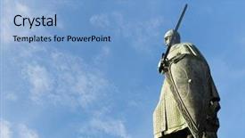  Presentation with king - Presentation theme featuring first king of portugal guimaraes background and a light blue colored foreground