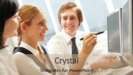  Presentation with managers - PPT theme consisting of first lady - senior managers helping young girl background and a coral colored foreground