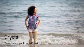  Presentation with asian - Amazing presentation design having first lady - young asian woman stands backdrop and a mint green colored foreground