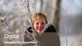  Presentation with winter - Slide set enhanced with first lady - young woman portrait at snowy background and a gray colored foreground