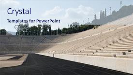  Presentation with olympic - PPT theme having ancient olympics - first olympic stadium in athens background and a sky blue colored foreground