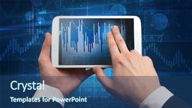  Presentation with financial system - Theme featuring first person hand using tablet background and a  colored foreground
