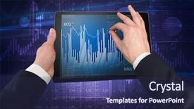  Presentation with financial system - Beautiful slide deck featuring first person hand using tablet backdrop and a navy blue colored foreground